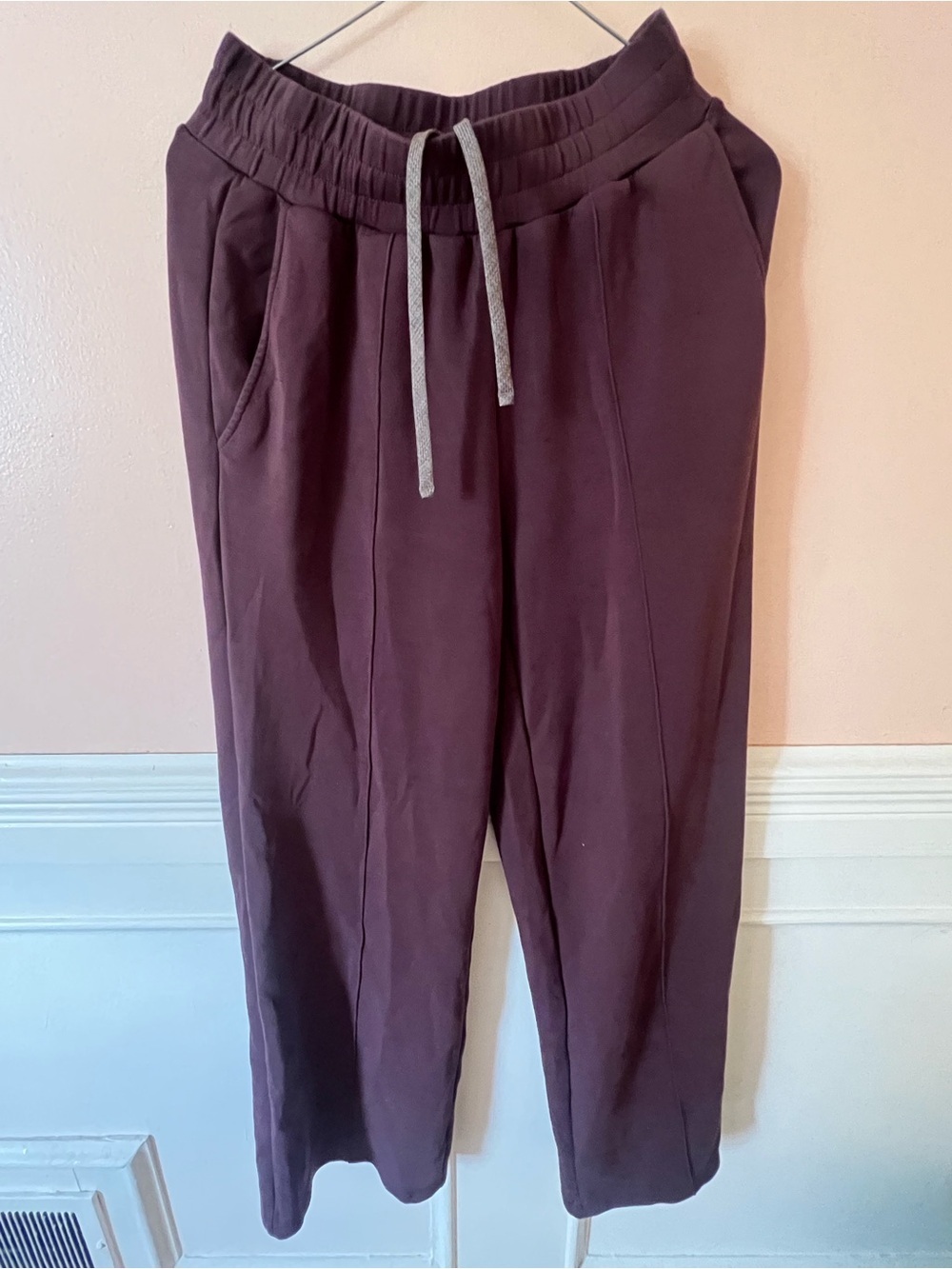 Varley Chocolate Brown Wide-Leg Lounge Pants pullover set doublesoft xs relaxed - Picture 10 of 16